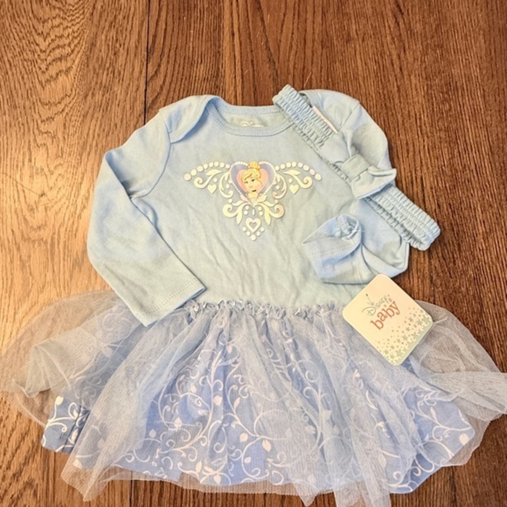 Disney Light Blue Princess Dress & Headband Set Sz 12 mo CINDERELLA   NWT. DA